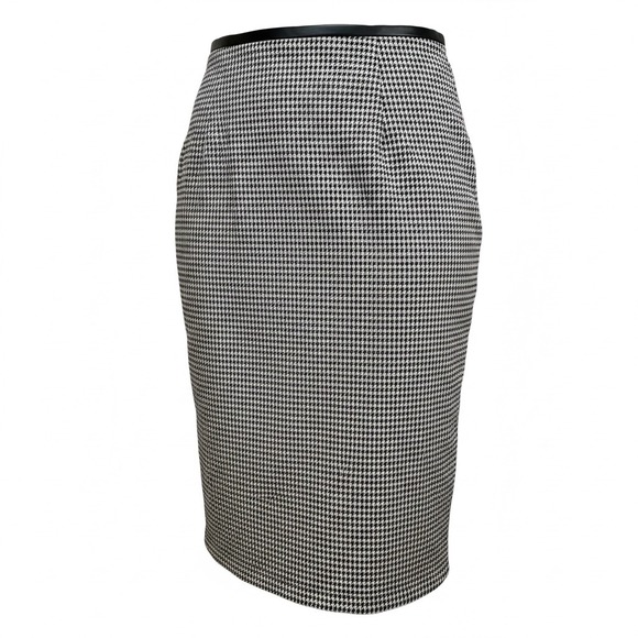 Avenue Dresses & Skirts - Avenue Womens Plus Size 18/20 Houndstooth Pencil Skirt Faux Leather Trim Black